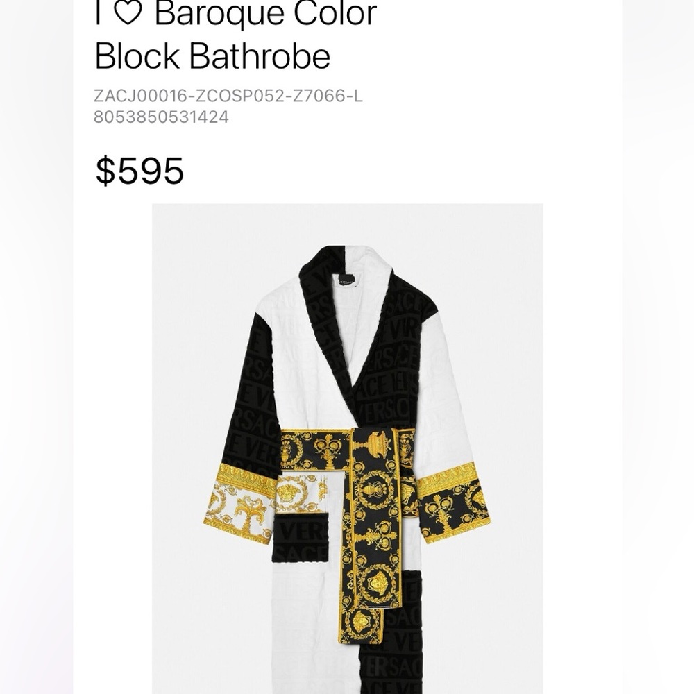 Versace Black and Gold Patterned Robe